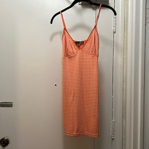 Orange gingham mini dress - size small